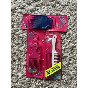Sund Haaren Twice Dipped “Touch Me” Tips Comb & Piks 1986 Pink White Blue 3 Pack